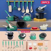 Interactive Kids Kitchen Set with Realistic Cooking Tools and Accessories for Creative Role Play at Home for Boys and Girls žalia