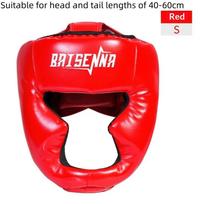 Boxing Helmet Leather Karate Muay Thai Sanda Training Adults Kids Head Guard Taekwondo Helmets Full-Covered Thickened Men Women S raudona