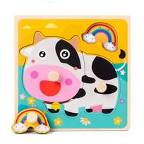 Kids Montessori 3D Wooden Puzzle Hands Grab Child Puzzle Educational Learning Toys Baby Games Puzzles For Kids 1 2 3 Years Old