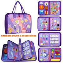 Busy Book Board Travel Toy, Birthday Gift for Boys Girls, Educational Learning Sensory Activity Motor Skills, Random Color violetinė