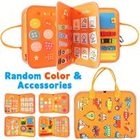 Busy Board Toys for Girls & Boys Birthday Gifts, Educational Travel Toy, Preschool Activities for Learning Fine Motor Skills oranžinė