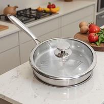 Wutuo 316 Stainless Steel Frying Pan with Lid labai tiršta spalva