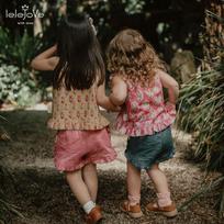 LELE JOVE Girls' Linen Ruffle Shorts 110 povo mėlyna spalva