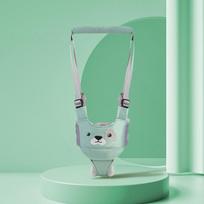 Summer Baby Walker & Anti-Fall Walking Aid with Anti-Choke Leash žalia