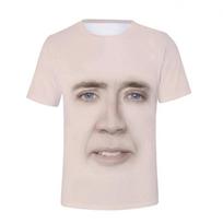 Smagus Nicholas Cage veido raštas Vyriški marškinėliai Vyriški marškinėliai 3D Humoringas ir įdomus spaudinys Madingas šaunus jaunatviškas stilius Viršus. XXL brown