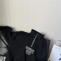 Women's Half Zip Hoodie Letter Print Loose Casual Long Sleeve Sweatshirt M juoda