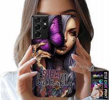 Etui Do Samsung Galaxy S21 Ultra - Anti Social Różowy Motyl + Folia