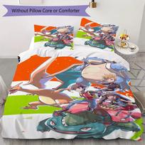 Digimon Adventure Pattern Bedding uilt Set uilt Cover Pillowcase Home Decoration Birthday Gift (1 * duvet cover + 2 * pillowcase without core) 135x200cm