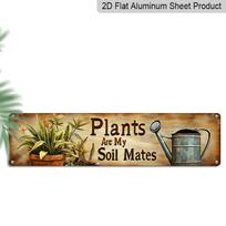 2D Flat, 1pc, PLANYS ARE MY SOIL Mates Metal Sign, Novelty Street Sign, Home Alumium Decorative Sign, Room Decoration, Wall Decor, Restaurant 40cm x 10cm