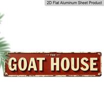 2D Flat, 1pc, Rustic The Goat House Aluminium Decorative Sign Farmhouse Theme Wall Hanging, Vintage Style Wall Decor for Farmhouse, Kitchen, Living 40cm x 10cm