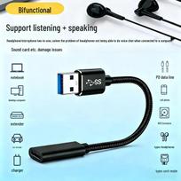 Gold-Plated USB-A to Type-C Adapter Cable: Universal OTG Converter for Phones & Computers Black Braided 0.18m
