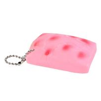 Tofu Keychain Stress Toy For Anxiety Portable Bag Charm For Kids & Adults Prospector rožinė