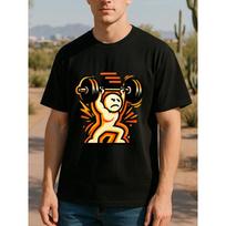 European Sizes Men's Gym Weightlifting Barbell Curl Print T-Shirt - Casual Fitness Tee with Weight Training Design, Short Sleeve Round Neck Shirt S įvairiaspalvis