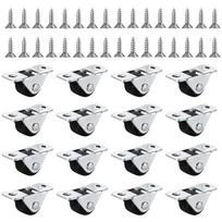 TPE Rubber Mini Casters Noise Reductions Wheel Metal Frame 360 Rotate Design for Cabinets Chairs Tables Quick Install 0.5 inches