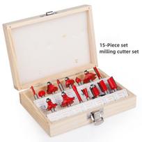 1/4 Edge 15PCS Head Set 6.35mm Woodworking Tool Milling Cutter Kit Trimming Machine Tool Chuck Milling Cutter