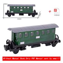MOC City Creative Green Long Coach Train Toys model Rail Building Blocks Bricks DIY Technical Toys