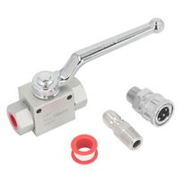 High Pressure Washer Ball Valve Kit 3/8 Male Plug Female Quick Connect Shut Off 4500PSI šviesiai pilka spalva