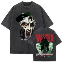 Washed Comfortable Breathable Women Unisex Trendy MF DOOM MMFOOD DoubleSided Cartoon Breakfast Scene Vintage BlackGray TShirt S