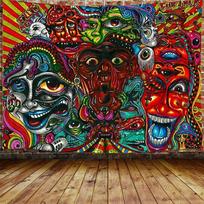 Tapestry trippy wall man hippie psychedelic 75x100 juoda