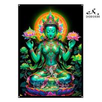 Tapestry Green Tara Tibetan goddess UV 75x100 juoda
