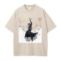 Hot Anime JoJos Bizarre Adventure Pucci Enrico Graphic Tee Men Washed Cotton Tshirt Casual Tshirt Harajuku Vintage T Shirt S