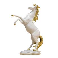 Meninė arkliuko figūrėlė, miniatiūrinė, imituojanti ponio statulėlė, dervos gyvūno skulptūra, namų biuro stalinė dekoracija, ornamentas balta