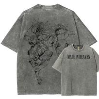 Anime JoJos Bizarre Adventure Made In Heaven Graphic T Shirt Men Clothing Oversized Tshirt Washed Cotton Tee Harajuku Tshirt S