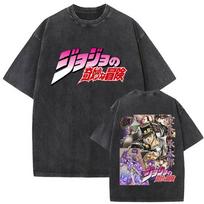 Washed Vintage Anime Jojos Bizarre Adventure Funny Graphic Tshirt Fans Gift Men Women Manga Fashion Retro T Shirt Streetwear S