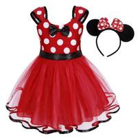 Minnie Mouse Costume Set for Girls, 3-4 Years, 90-110cm, Red Polka Dot, Halloween Christmas Carnival Gift 100 cm raudona