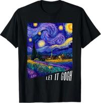 Let it Gogh Funny Vincent Van Gogh Starry Night Design T-T-Shirt M