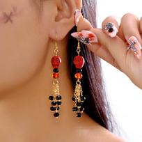 Minimalist Vintage Halloween Skeleton Crystal Chain Fringe Drop Earrings Funny Gothic Jewelry For Women Men Party Accessories