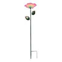 Metal Flower Bee Feeder Garden Stake Bird Bath Bee Watering Station Outdoor Bird Feeder for Pollinators Yard Lawn Decor raudona