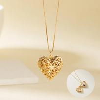 Romantic Heart Pendant Message Locket Necklace for Women Lover Couple Gold Color Chain Photo Album Box Choker Party Jewelry Gift