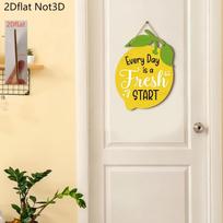 Wooden Lemon Wall Decor with Inspirational Quote Hanging Sign for Home Kitchen Living Room Rustic Style One Size geltona