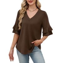 Womens Casual Solid Color Long Sleeve Top Lightweight Comfortable Fit Basic Shirt for Everyday Wear XL ruda
