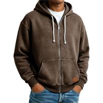 Full Zip Up Hoodie Sweatshirt for Men Casual Drawstring Hooded Jacket with Pockets Cotton Fabric L ruda