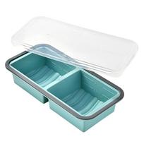 Nonstick Dual Compartment Loaf Pan with Measurement Markings and Lid for Baking Bread Cakes Meatloaf One Size mėlyna