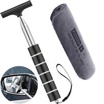 Retractable Car Rearview Mirror Squeegee Stainless Steel Glass Cleaning Scrubber Multi Functional Telescopic Window Wiper 1set(brush+mop) juoda
