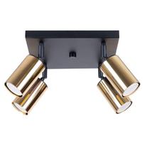Spot Sufitowy Czarny Kwadratowy Poczwórny Złote Klosze 4Xgu10 10W Winx Sl.1386 Sollux Lighting