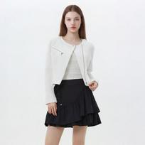 Egoist Square Neck Cropped Tweed Rider Jacket Es2wj462 WH/55
