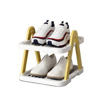 Space Saving Layered Shoe Rack Plastic Cosmetic Storage Rack Shoe Cabinet Storage  Clothing Storage Yellow-2 Tier