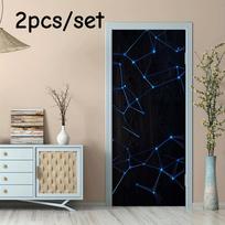 2pcs geometric line wall stickers adopt fluorescent blue design, consisting of abstract network patterns composed of luminous no (as the picture,38.5x200cmx2)