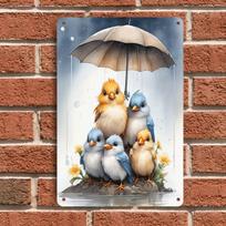 1 piece of heartwarming rain-kissed baby bird tin plaque, cute animal decorative painting for living room, bedroom, entryway wal (as the picture,20x30cm)