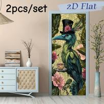 2pcs retro British style gentleman bird wall stickers creative living room entrance decoration stickers waterproof self-adhesive (as the picture,38.5x200cmx2)