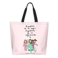 Custom Cartoon Doctor Nurse Enfermera En Apuros Grocery Tote Shopping Bags Canvas Shopper Shoulder Bag Big Capacity Handbag S įvairiaspalvis