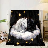 Horses In Cloud With Stars Blanket Flannel Blanket Throw Blanket Sofa Cover Blanket Soft Premium Blanket Picnic Blanket Tv Blanket Gifts 75x90cm