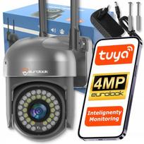 Zewnętrzna Kamera Wifi Obrotowa 4Mpx Tuya Smart Bezprzewodowa Szara Czarna