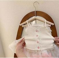 Adorable French Style Princess Tutu Skirt Set For Girls Perfect For Summer Ages 1 To 3 White Strap,90