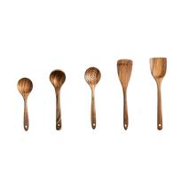 Acacia Wood Kitchen Utensil Set Nonstick Cookware Compatible Cooking Spatula Salad Fork Slotted Spoon Soup Ladle Wooden Kitchen Tools one size ruda