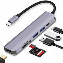Adapter Przejściówka 6W1 Hub Usb-C Hdmi 4K Sd Do Macbook Air Pro Laptopa Pc